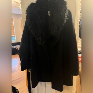 Black Coat with Faux Fur Collar